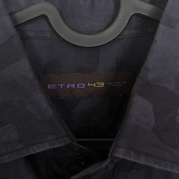 ETRO black camo button down shirt size 43 XL - Picture 3 of 5